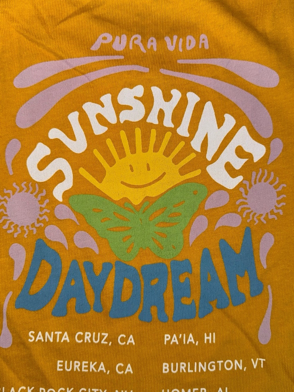 Pura Vida Sunshine Daydream Graphic Tee in Yellow